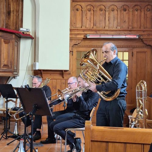 Angiolino Delvecchio soliste d'UNE STANCE LYRIQUE, création de notre percussionniste Christofer Borloz (Photo : M. Rey)